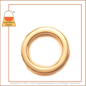 3/4 Inch O Ring, Super-Shiny Gold Finish, 2 Pieces, .75 Inch 19 mm Flat Cast O-Ring, Purse Bag Making Handbag Hardware Supplies, RNG-AA057 image 4