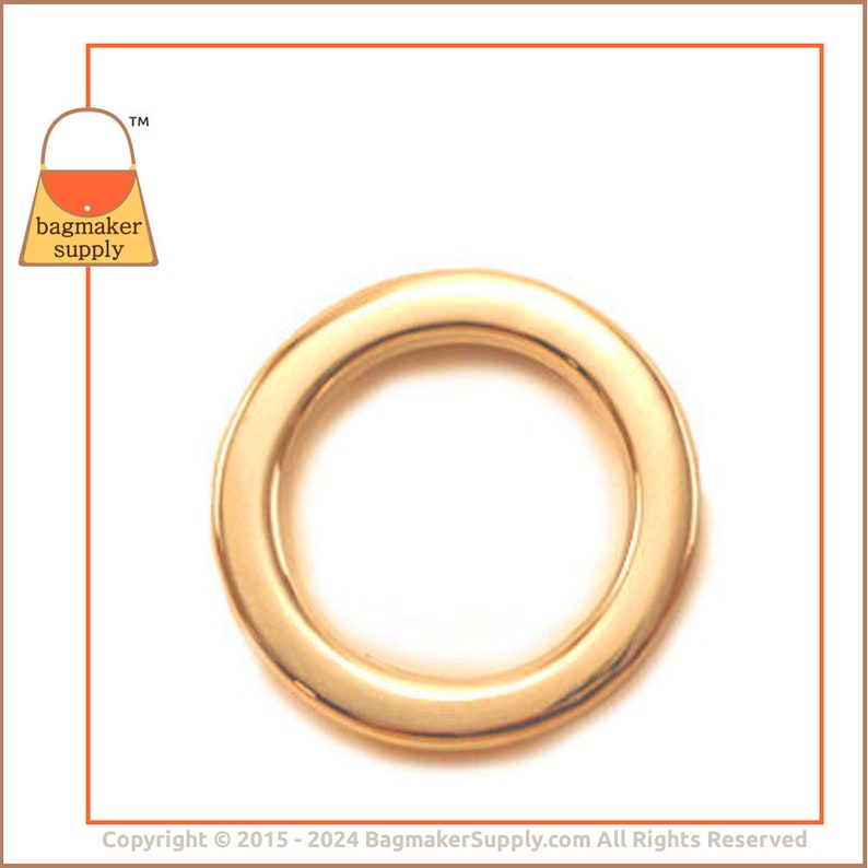 3/4-Zoll-O-Ring, Super-Glänzendes Gold-Finish, 2 Stück, 0,75 Zoll 19 mm Flachguss-O-Ring, Taschenherstellungs-Handtaschen-Hardware-Zubehör, RNG-AA057 Bild 4