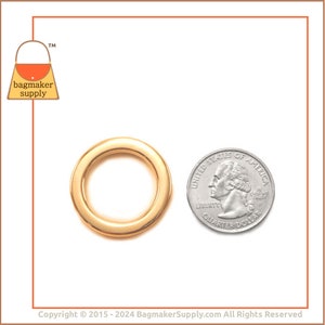 3/4 Inch O Ring, Super-Shiny Gold Finish, 2 Pieces, .75 Inch 19 mm Flat Cast O-Ring, Purse Bag Making Handbag Hardware Supplies, RNG-AA057 image 3