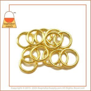 1/2 Inch O Ring, Brass Finish, 108 Pieces, Small 13 mm Jumper Ring 2 mm Gauge, .5 Inch, Handbag Purse Making Hardware Supplies, RNG-AA068 image 5