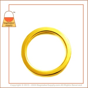 1.5 Inch Flat Cast O Ring, Shiny Gold Finish, 6 Pieces, 38 mm, 1-1/2 Inch O-Ring, Handbag Purse Bag Making Hardware Supplies, RNG-AA104 image 4