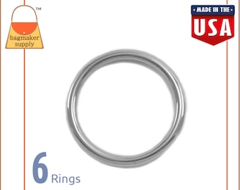 1.25 Inch 32 mm Cast O Ring, Nickel Finish, 6 Pieces, Handbag Purse Bag Making Supplies Hardware, 1-1/4", 1.25", 1-1/4 Inch, RNG-AA129