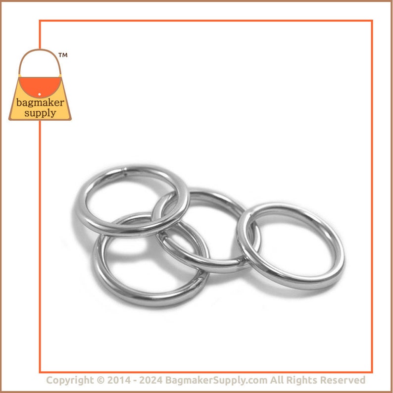 1 Inch O Ring, Stainless Steel, 12 Pieces, 25 mm O-Ring, 4 mm Gauge, Handbag Purse Bag Making Hardware Supplies, 1, RNG-AA023 image 2