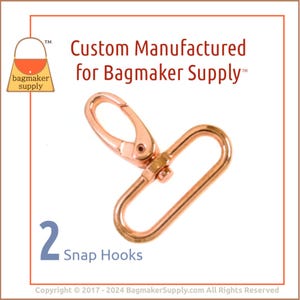 Mosquetão giratório oval de 1-1/2 polegadas com mola, acabamento luxuoso em ouro rosa/cobre, pacote com 2 unidades, clipe para bolsa de 38 mm, acessório para artesanato de bolsas, SNP-AA182