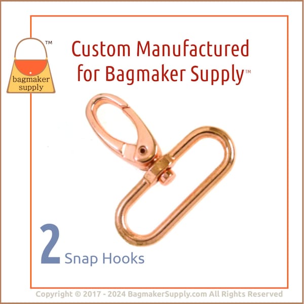 Mosquetão giratório oval de 1-1/2 polegadas com mola, acabamento luxuoso em ouro rosa/cobre, pacote com 2 unidades, clipe para bolsa de 38 mm, acessório para artesanato de bolsas, SNP-AA182