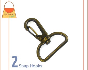 1 Inch Snap Hook, Antique Brass Finish, 2 Pieces, 25 mm Spring Gate Swivel Purse Clip, Handbag Bag Making Hardware Supplies, SNP-AA248