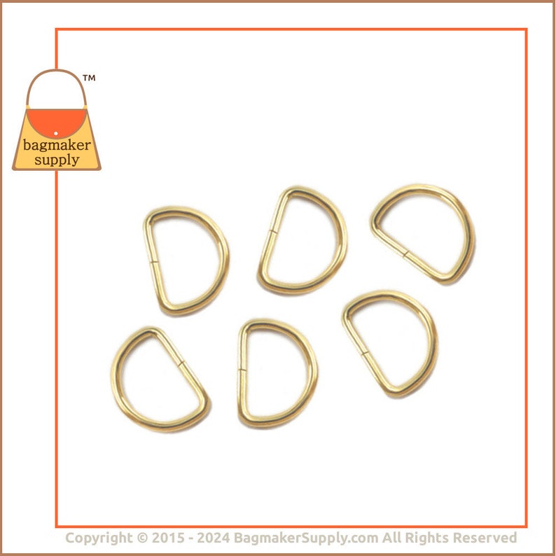1 Inch D Ring, Brass Finish, 18 Pieces, 3.5 mm Gauge, 25 mm Dee Ring. Handbag Purse Bag Making Hardware Supplies, 1, RNG-AA141 image 5