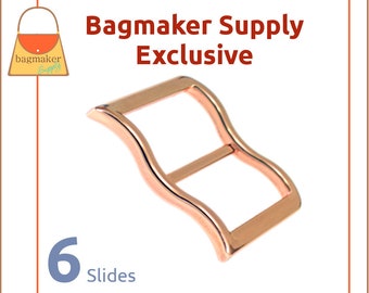 1 Inch Large Mouth Curved Slide Buckle for Thick Straps, Deluxe Rose Gold / Copper Finish, 6 Pack, Great Leather, 25 mm TriGlide, SLD-AA126