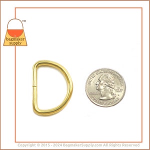 1 Inch D Ring, Brass Finish, 18 Pieces, 3.5 mm Gauge, 25 mm Dee Ring. Handbag Purse Bag Making Hardware Supplies, 1, RNG-AA141 image 3