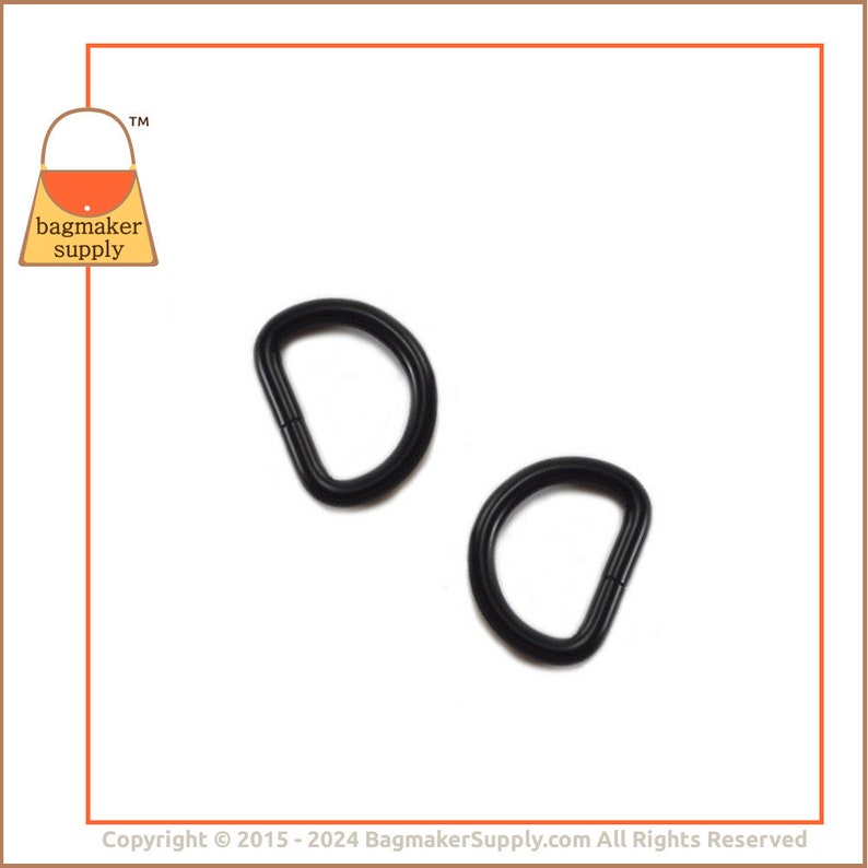 1 Inch D Ring, Black Satin Finish, 6 Pieces, 4.8 mm Gauge, 25 mm Heavy D-Ring, Purse Bag Making Handbag Hardware Supplies, RNG-AA148 image 5