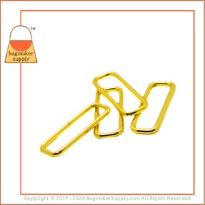 2 Inch Rectangle Ring, Brass Finish, 4 Pieces, 3 mm Gauge, 51 mm Rectangular Wire Loop, Purse Making Handbag Hardware Supplies, RNG-AA380 image 6