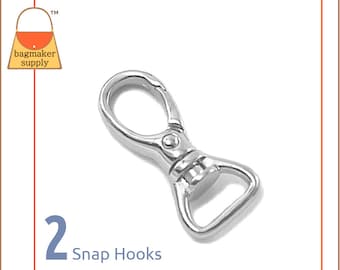 5/8 Inch Snap Hook, Nickel Finish, 2 Pack, 16 mm Swivel Lobster Claw, Handbag Purse Hardware Supplies, Also for 1/2 Inch Straps, SNP-AA001