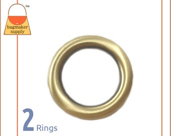 1 Inch Cast O Ring, Antique Gold / Light Antique Brass Finish, Beautiful Quality, 2 Pieces, 25 mm O-Ring, Handbag Purse, RNG-AA063