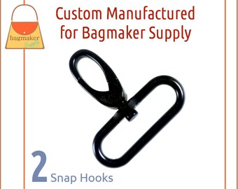 1-1/2 Inch Oval Spring Gate Swivel Snap Hook, Matte Black Finish, 2 Pack, 38 mm Purse Clip, Handbag Hardware Craft Supplies, SNP-AA257