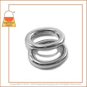 1 Inch O Ring, Nickel Finish, 2 Pieces, One Inch 25 mm Cast Oval Ring, O-Ring, Bag Making Purse Handbag Hardware Supplies, 1, RNG-AA048 image 2