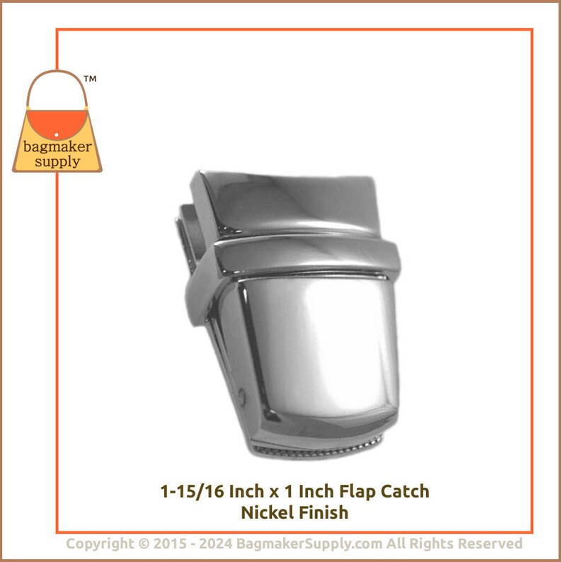 Purse Flap Catch Lock, Tuck Catch Clasp, Shiny Nickel Finish, 3 Locks, 1-15/16 Inch x 1 Inch 49 mm x 25 mm, Handbag Bag Hardware, CSP-AA018 image 8