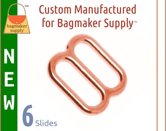 5/8 Inch Cast Slide, Rose Gold / Copper Finish, 6 Pieces, 16 mm TriGlide for Purse Straps, Handbag Making Hardware Supplies, 5/8", SLD-AA161