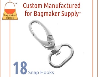 3/4 Inch Oval Gate Swivel Snap Hook, Shiny Nickel Finish, 18 Pieces, 19 mm Purse Clip, Handbag Making Hardware Supplies, SNP-AA145