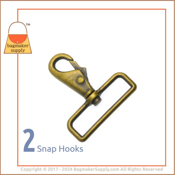 2 Inch Lever Swivel Snap Hook, Light Antique Brass / Antique Gold
