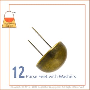 20 mm Purse Foot, Antique Brass / Bronze Finish, 12 Feet, 3/4 Inch Dome Bottom Stud, Handbag Hardware Bag Making Craft Supplies, PFT-AA008