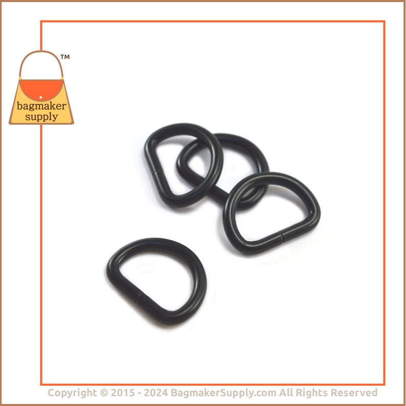 1 Inch D Ring, Black Satin Finish, 6 Pieces, 4.8 mm Gauge, 25 mm Heavy D-Ring, Purse Bag Making Handbag Hardware Supplies, RNG-AA148 image 6