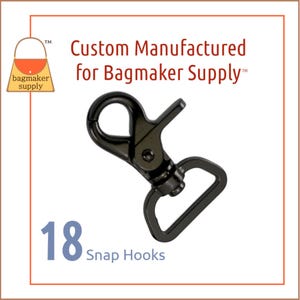 Puede incluir: 18 ganchos de presión de metal negro. Fabricados a medida para Bagmaker Supply.