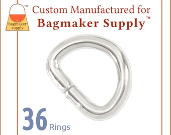 Anillo en D de 1/2 pulgada, acabado niquelado, 36 piezas, brillante, calibre 2,75 mm, anillo en D de 13 mm, anillo en D pequeño, suministros para manualidades, herrajes para bolsos, RNG-AA440