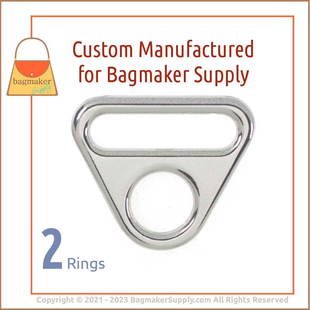 1 Inch Triangle Double Ring, Deluxe Nickel Finish, 2 Pack, 25 Mm