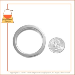 1-1/2 Inch O Ring, Shiny Nickel Finish, 2 Pieces, 1.5 inch 38 mm Flat Cast O-Ring, 5 mm Thick, Purse Bag Making Handbag Hardware, RNG-AA027 image 3