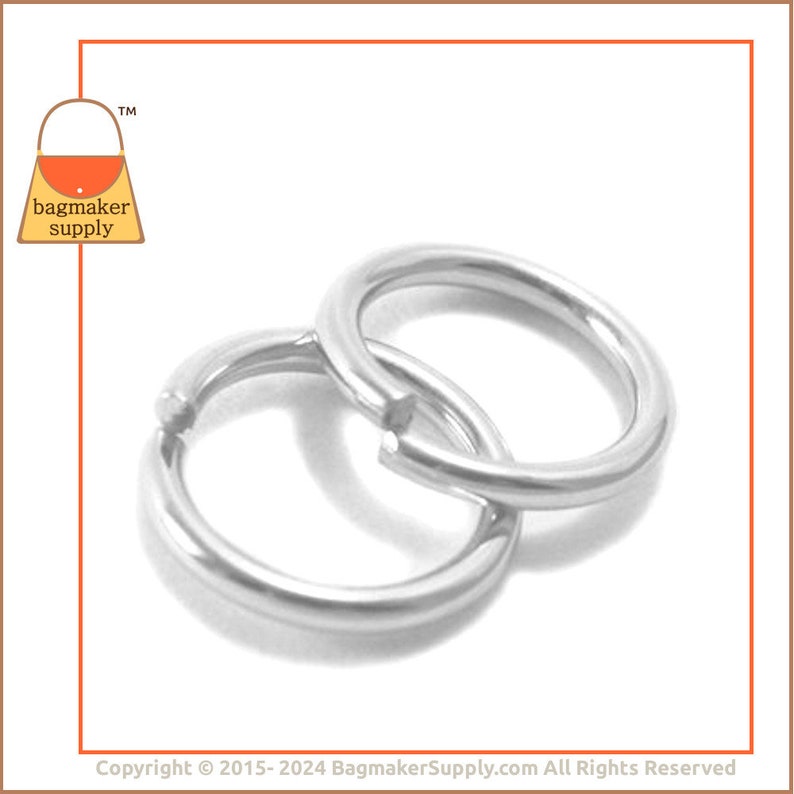 1/2 Inch O Ring, Shiny Nickel Finish, 12 Pack, .5 Inch 2 mm Gauge 13 mm Small Ring, Purse Handbag Making Hardware Supplies, RNG-AA076 image 2