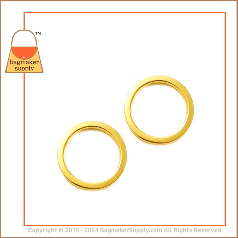 1.5 Inch Flat Cast O Ring, Shiny Gold Finish, 6 Pieces, 38 mm, 1-1/2 Inch O-Ring, Handbag Purse Bag Making Hardware Supplies, RNG-AA104 image 6