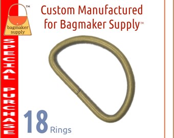 1.25 Inch D Ring, Antique Gold / Light Antique Brass Finish, 18 Pieces, 1-1/4 Inch 32 mm D-Ring, Handbag Purse Bag Making Craft, RNG-AA379