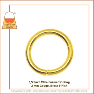 1/2 Inch O Ring, Brass Finish, 108 Pieces, Small 13 mm Jumper Ring 2 mm Gauge, .5 Inch, Handbag Purse Making Hardware Supplies, RNG-AA068 image 9