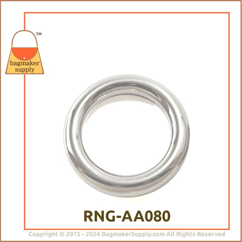 1 Inch Cast O Ring, Nickel Finish, 25 mm Italian Beautiful Quality Made In Italy, Handbag Purse Bag Making Hardware Supplies, RNG-AA080 image 7