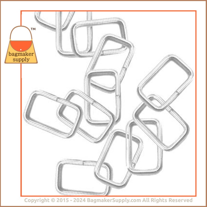 5/8 Inch Rectangular Ring, Nickel Finish, 36 Pack, for 1/2 5/8 Straps, Wire 16 mm Rectangle Loop, Handbag Purse Hardware, RNG-AA054 image 2