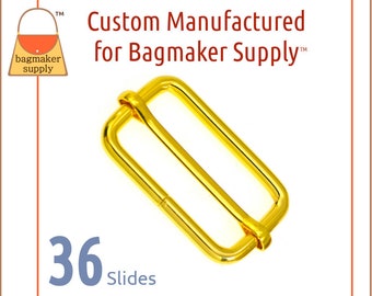 1-1/2 Inch Moving Bar Purse Strap Slide, Shiny Deluxe Gold Finish, 36 Pieces, 1.5 Inch 38 mm, Handbag Purse Bag Making Hardware, SLD-AA137