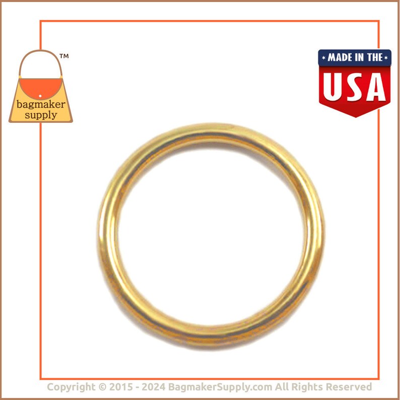 1.25 Inch Cast O Ring, Brass Finish, 6 Pieces, Handbag Purse Bag Making Supplies Hardware, 1-1/4 Inch 32 mm O-Ring, RNG-AA130 image 4