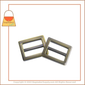 1 Inch Center Bar Slide, Light Antique Brass Finish, 2 Pack, 25 mm Antique Gold Flat Cast TriGlide Buckle, Purse Handbag Hardware, SLD-AA145 image 5