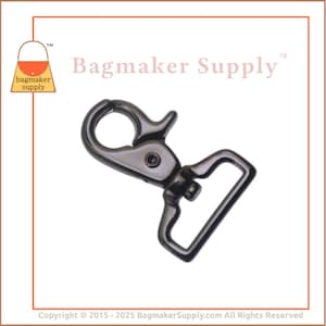 1 Inch Swivel Snap Hook, Black Nickel Finish, Lobster Claw, 1 Piece, 25 mm Purse Clip, Gunmetal, Handbag Bag Hardware Supplies, SNP-AA034