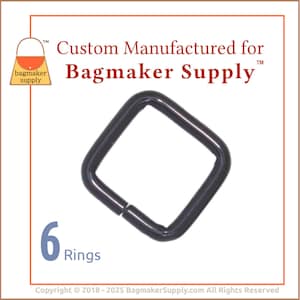 Puede incluir: Seis anillos cuadrados de metal negro. Fabricados a medida para Bagmaker Supply.
