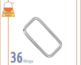 1.25 Inch Rectangle Ring, Nickel Finish, 36 Pieces, 1-1/4 Inch Rectangular Wire Loop, 32 mm Ring, Purse Handbag Hardware, RNG-AA055