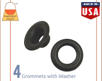 Size 4 Large Grommet, Matte Black Finish, 1/2 Inch 13 mm Opening, 4 Sets, Handbag Purse Bag Making Supplies Hardware, .5 Inch, EGR-AA044