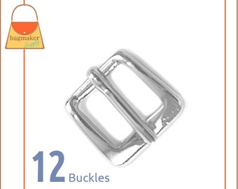 3/8 Inch Square Buckle, Nickel Finish, 12 Pack, 9.5 mm Small Buckle, Purse Handbag Bag Making Hardware Supplies, .375 Inch, .375", BKL-AA018