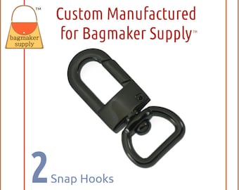 1/2  Inch Swivel Snap Hook, Deluxe Black Nickel / Gunmetal Finish, 2 Pack, 13 mm Modern Oval Gate Purse Clip, Handbag Hardware, SNP-AA247