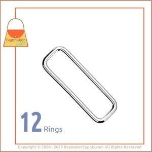 Lazo/anillo de alambre rectangular de 2 pulgadas, calibre de 4 mm, acabado en níquel, paquete de 12, anillo rectangular de 51 mm, hardware para hacer bolsos de bolso, RNG-AA399
