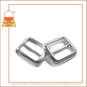3/4 Inch Cast Slide, Nickel Finish, 2 Pack, 19 mm Italian TriGlide for Purse Straps, Handbag Making Hardware Supplies, .75 Inch, SLD-AA042 image 2