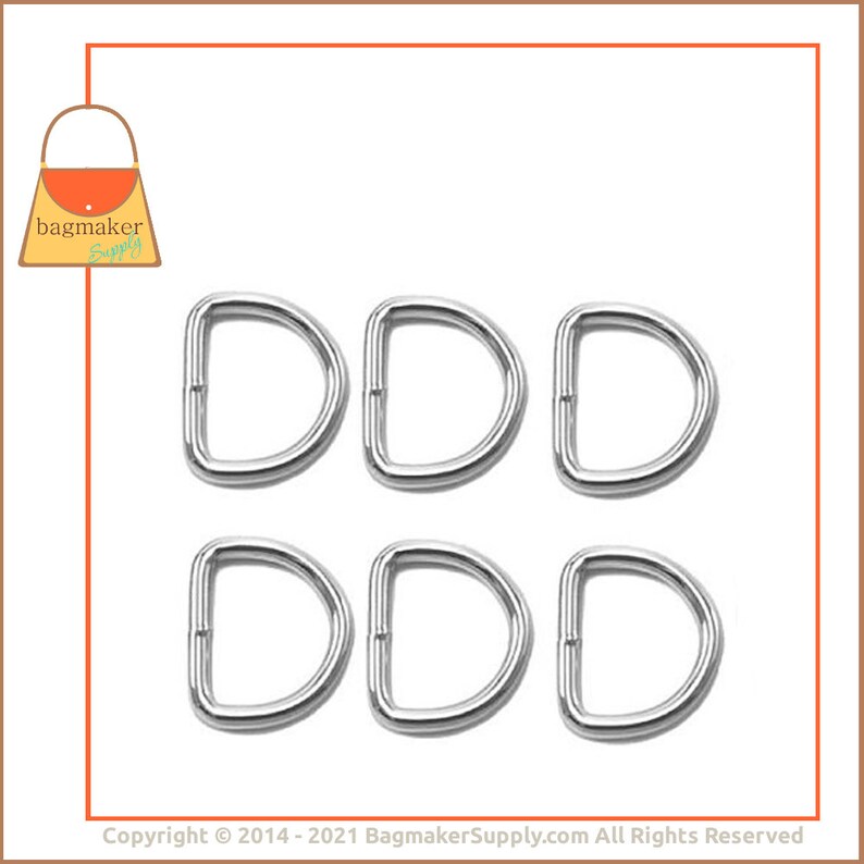 Purse Making Handbag Hardware Supplies RNG-AA019 Nickel Finish 18 Pieces 19 mm Welded D-Ring .75 Inch 34 Inch D Ring 3.5 mm Gauge