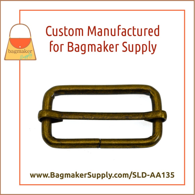 Antique Brass Bronze Finish 1.5 Inch Moving Bar Purse Strap Slide 4 mm Handbag Purse Hardware 108 Pieces 1-12 Inch SLD-AA135