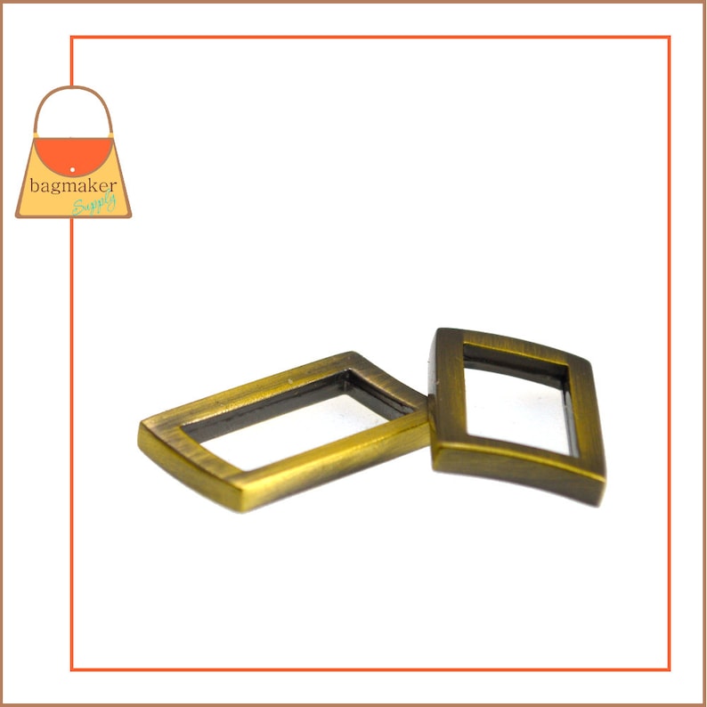 Antique Gold Light Antique Brass Finish 6 Pieces .75 Inch 19 mm Rectangular Square Flat Cast Ring RNG-AA398 34 Inch Rectangle Ring