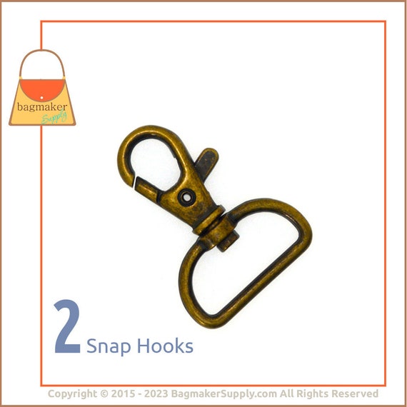 1 Inch Snap Hook, Antique Brass Finish, 2 Pieces, 25 Mm Trigger